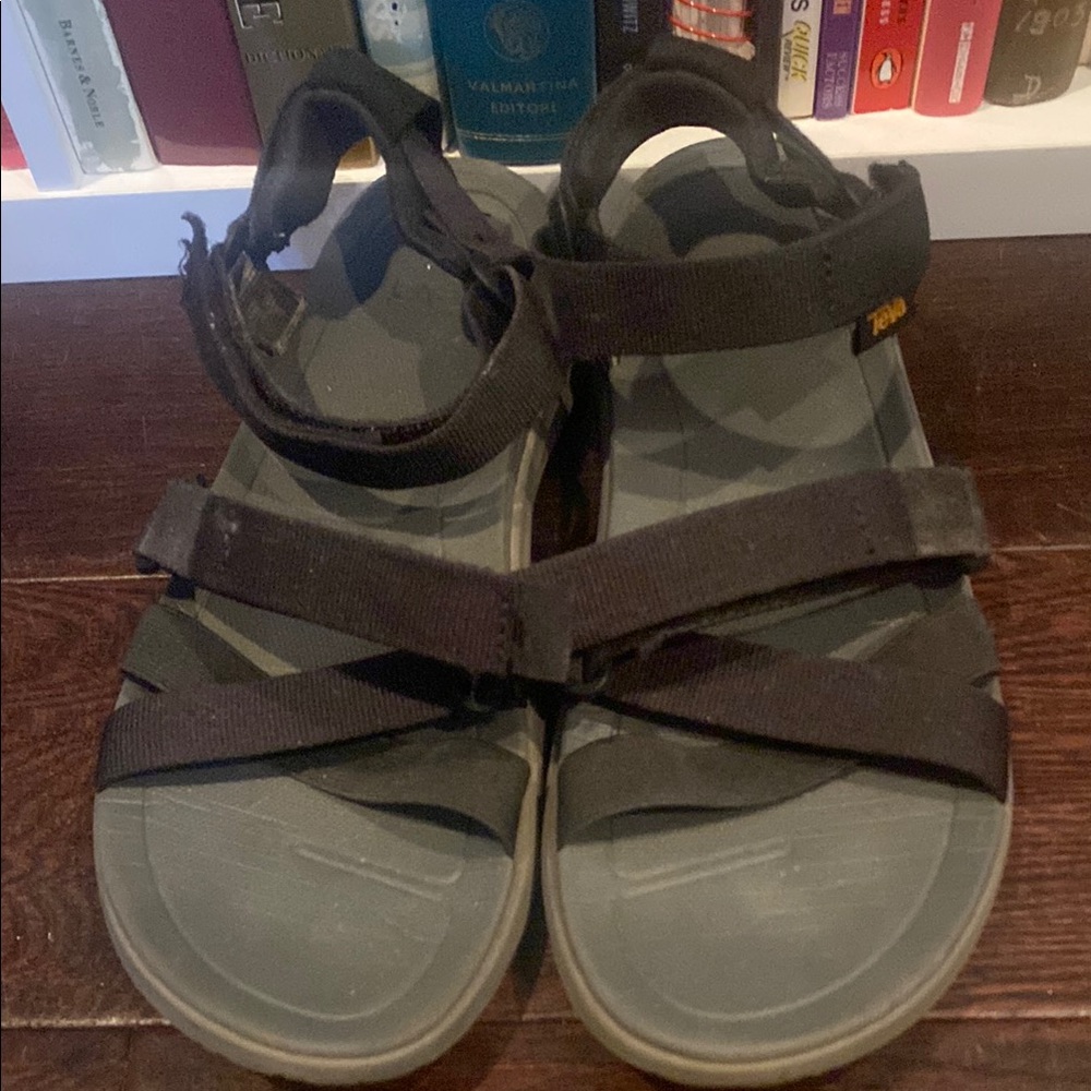 Teva Black and Gray Sandals with Adjustable Straps and Thick Sole